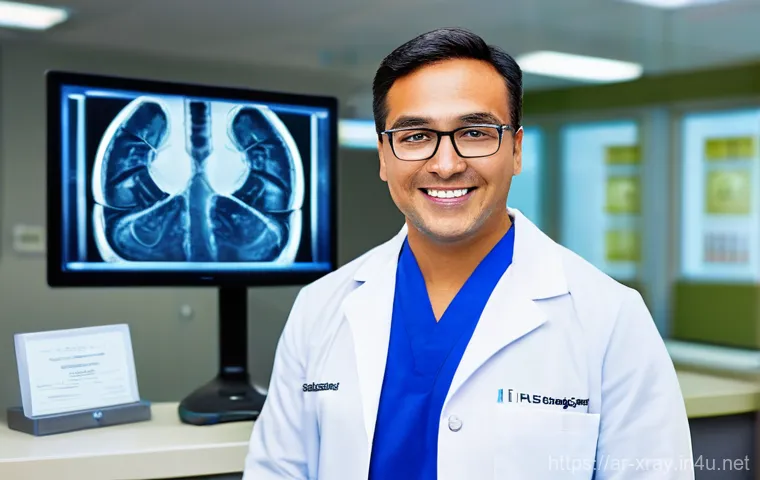 방사선사 자격 갱신 과정 - **Prompt:** A dynamic and engaged radiologist, mid-career, actively participating in a cutting-edge ...