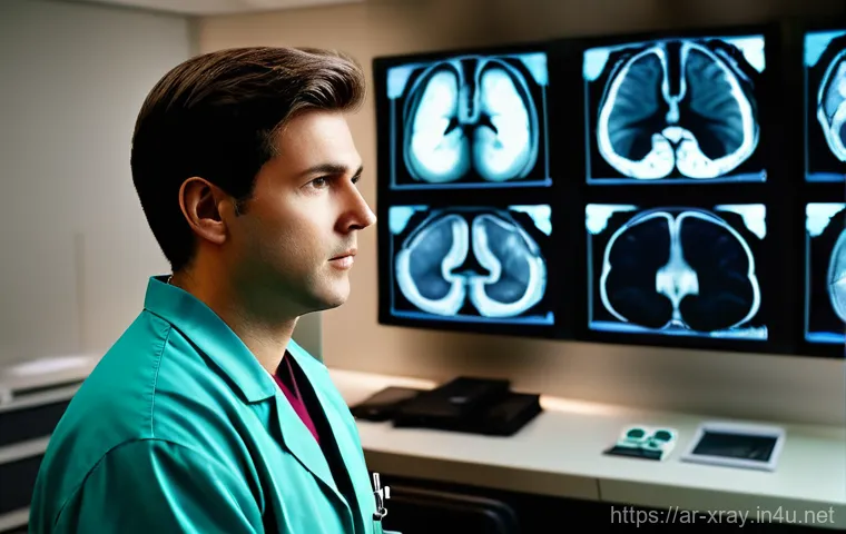 방사선사 병원 근무 일상 - **Prompt:** "A warm and reassuring scene in a modern radiology room. A compassionate female radiolog...