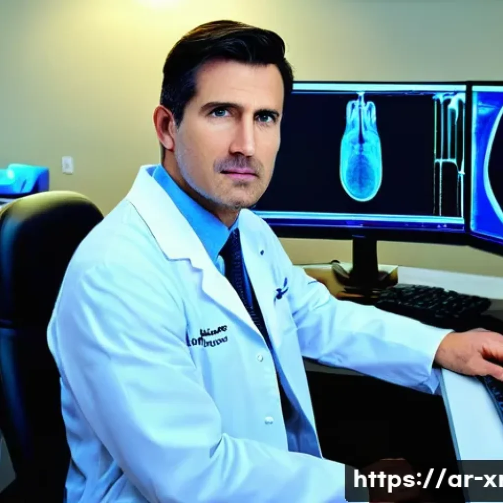 방사선사 학습 자료 추천 - **Prompt 1: Dedicated Radiologist in a Modern Reading Room** An experienced male radiologist, in...