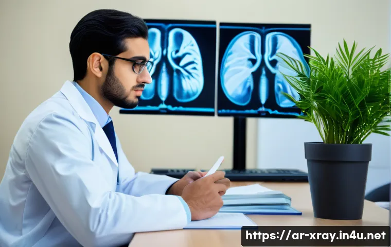 방사선사 시험 실수 방지법 - A focused Middle Eastern male medical student sitting at a desk in a quiet, well-lit exam room, wear...