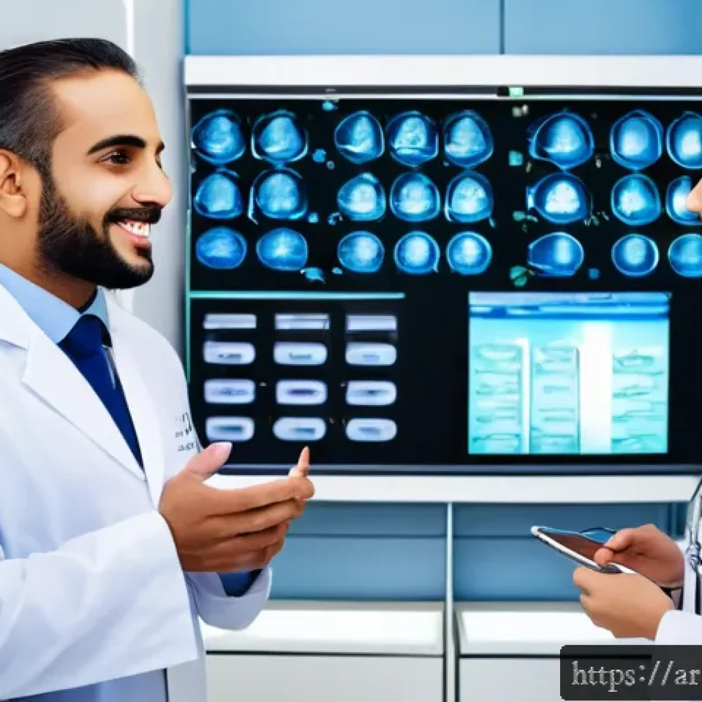 방사선사 근무지 문화 차이 - A diverse group of radiology professionals from Middle Eastern and Western backgrounds collaborating...