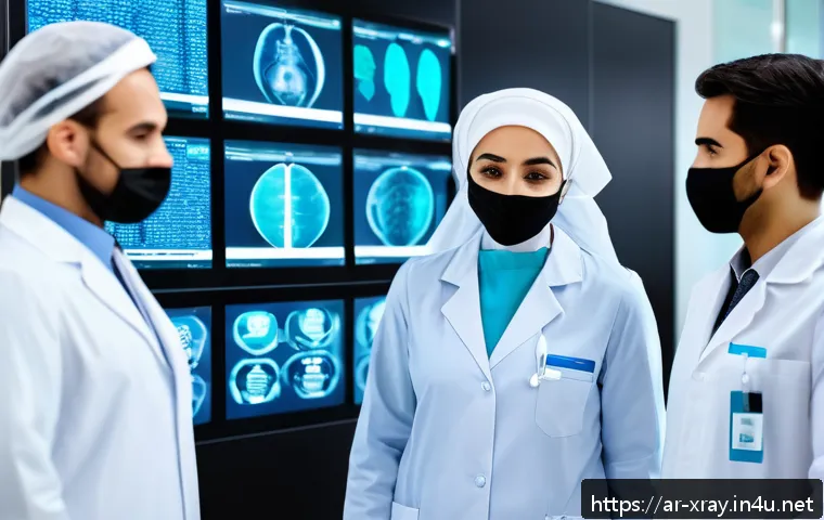 방사선사와 개인정보보호법 - A modern medical imaging center in a Middle Eastern setting, showcasing advanced digital security me...
