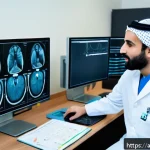 Home 23 방사선사와 병원 조직 문화 - A modern radiology department in a large hospital in the Middle East, featuring a diverse team of Ar...