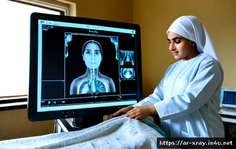 Home 17 초음파 검사 기법 - Photorealistic ultrasound examination in a modern Gulf-region medical clinic, female Arab sonographe...